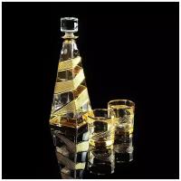 IDALGO Комплект для виски: графин + 2 стакана, хрусталь янтарный