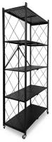 Стеллаж/этажерка складной металлический напольный на колесиках, с 5 полками, гелеос Атлант-5, размер 730х400х1590 мм, черный