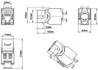 Вставка Hyperline KJ8-8P8C-C6-180-TLS-SH-F-WH Keystone Jack RJ-45(8P8C), категория 6, экранированная, тип 180 градусов, Toolless, белая