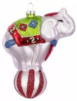 Стеклянная ёлочная игрушка "Слоник-циркач", 8х4х10 см, Edelman