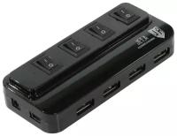 USB-концентратор Jet. A JA-UH15 на 4 порта USB 2.0, с выключателями портов, чёрный