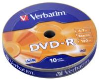 Диск DVD-R 4.7Gb Verbatim 16x Shrink/10 43729