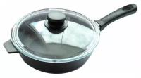 Сковорода Камская Посуда с бакелитовой ручкой и стеклянной крышкой, 22 см (б2062)