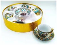 Подарочный кофейный набор Империя на 6 персон фарфор, праздничный набор посуды, фарфоровый кофейный набор посуды, кофейный сервиз