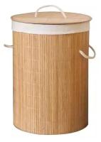 Корзина для белья из бамбука, короб с крышкой, бельевая корзинка, коробка для хранения вещей и грязного белья Homium for Home, Eco, размер 35*35*60см, круглая