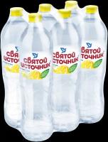 Вода питьевая Святой Источник Лимон, негазированная, ПЭТ, 6 шт. по 1.5 л