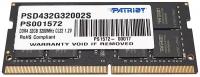 Память SODIMM DDR4 PC4-25600 Patriot PSD432G32002S, 32Гб, 1.2 В