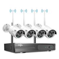 Беспроводной комплект видеонаблюдения 8 канала HD, Wi-Fi, NVR Kit, 3Mp, 4 IP камеры с б/п, без жесткого диска (У)