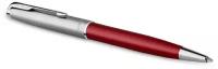 Ручки шариковые подарочные Ручка шариковая Parker "Sonnet Sand Blasted Metal&Red Lacquer" черная, 1,0мм, поворот подар. уп