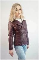 Кожаные куртки BGT Куртка кожаная женская косуха трансформер. Разм.44, бордовый