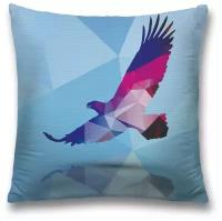 Наволочка декоративная на молнии, чехол на подушку JoyArty "Полигональный орел" 45х45 см