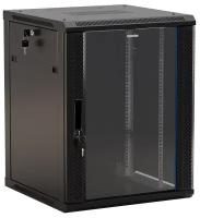 Шкаф настенный Hyperline 19-дюймовый, 9U, 500x600х450мм стеклянная дверь с перфорацией по бокам