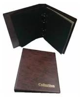 Альбом для значков (кожзам) с 4-мя листами, формат Оптима, коричневый