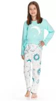 Пижама детская для девочки TARO Livia 2589-2590-02, кофта и брюки, бирюзовый