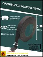 Противоскользящая лента Anti Slip Tape, неабразивная, полимерная, размер 25мм х 18.3м, цвет серый, SAFETYSTEP