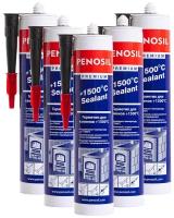 Герметик Penosil Premium 1500°С Sealant для печей и каминов 310 мл, 5 шт, черный, теплостойкий