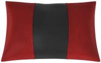 Автомобильная подушка для Mitsubishi Fuso Canter TF. Экокожа. Середина: чёрная гладкая экокожа. Боковины: красная экокожа с перфорацией. 1 шт