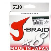 Шнур плетеный для рыбалки PE Daiwa J-BRAID X8 (0.10 мм, 6.0 кг, 150 м) цв. Тёмно-Зелёный