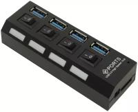 USB 3.0 хаб SmartBuy с выключателями, 4 порта, СуперЭконом, черный, SBHA-7304-B