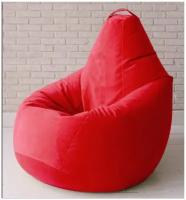 Кресло-мешок Груша XXXXL-Комфорт, 350 л, красный велюр (Puffdom пуф, кресло, бескаркасная мягкая мебель)
