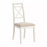 Стул Tetchair Picasso ( PC-SC ) 1 шт. в упаковке дерево гевея, 45х53х97см, ivory white (слоновая кость 2-5), ткань: клетка мелкая (S505-18)