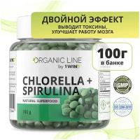 1WIN Хлорелла и Спирулина в таблетках микс, Chlorella + Spirulina, 100 грамм, морские водоросли диетические суперфуд