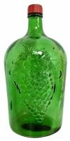 Бутылка Ровоам зелёная 3 литра. Стеклянная бутыль для вина с изображение лозы 3000мл