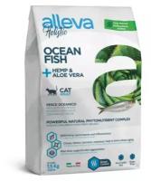 Alleva Holistic Cat Adult Ocean Fish сухой корм для взрослых кошек с океанической рыбой, коноплей и алое вера - 1,5 кг