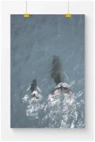 Постер для интерьера Postermarkt Два кита в море, 50х70 см, в тубусе