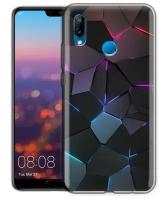 Дизайнерский силиконовый чехол для Хуавей Р20 лайт / Huawei P20 Lite Геометрия неона