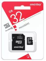 Карта памяти SmartBuy microSDHC 32 ГБ Class 10, R/W 30/20 МБ/с, адаптер на SD, 1 шт