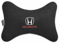 Подушка на подголовник из велюра с логотипом (хонда) "Honda",/подушка для путешествий в машину/подушка под голову/ Премиум качество/черн. 37421