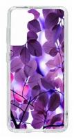 Чехол для Samsung Galaxy S21 Kruche Print Purple leaves, пластиковая накладка, силиконовый бампер с защитой камеры, защитный прозрачный кейс с рисунком