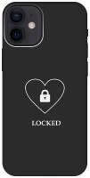 Силиконовый чехол на Apple iPhone 12 Mini / Эпл Айфон 12 мини с рисунком "Locked W" Soft Touch черный