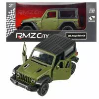 Машина металлическая RMZ City серия 1:32 Jeep Rubicon 2021 закрытый верх, инерционный механизм, зеленый матовый цвет, двери открываются