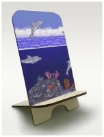 Подставка для телефона из дерева c рисунком УФ Игры Ecco The Dolphin ( Sega, Сега, 16 bit, 16 бит, ретро приставка) - 2363