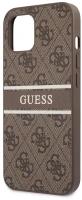 Guess для iPhone 13 чехол PU 4G Stripe printed logo Hard Brown