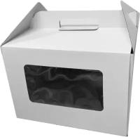 Упаковка для торта на 3 кг. 30х30х20 с окошком Белая Handle Box
