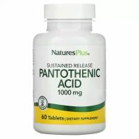 Пантотеновая кислота, NaturesPlus Pantothenic Acid 1,000 мг, Sustained Release, 60 таблеток