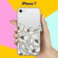 Силиконовый чехол на Apple iPhone 7 Белые цветы / для Эпл Айфон 7