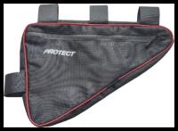 Большая сумка под раму велосипеда, велосумка, влагозащитные молнии, водоотталкивающее покрытие, 40*5*30 см, 3,7 литров, Protect, черный с красным