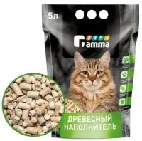 Наполнитель для кошачьих туалетов Gamma 5л, древесный впитывающий, крупные гранулы