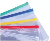 Папка-конверт формата А4 с цветными застёжками-молниями, набор 5 штук