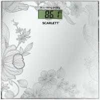 Весы напольные SCARLETT SC-215, электронные, вес до 180 кг, квадратные, стекло, серебро, 455867