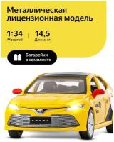 Машинка металлическая инерционная Яндекс Go, Toyota Camry, М1:34, открываются двери/капот/багажник, свет, звук, озвучка Яндекс Go, желтый, JB1251482