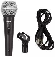 SHURE SV100-A микрофон динамический вокально-речевой с выключателем и кабелем (XLR-6.3 мм JACK), черный, серебристая сетка