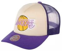 Бейсболка MITCHELL NESS арт. 5HSSSH21323-LALOFWH Los Angeles Lakers NBA (бежевый / фиолетовый), размер ONE