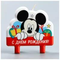 Disney Свеча в торт "С Днем Рождения!", Микки Маус, 8×8 см