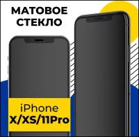 Матовое защитное стекло на телефон Apple iPhone X, XS и 11 Pro / Противоударное стекло для Эпл Айфон Х, ХС и 11 Про с олеофобным покрытием / Черный