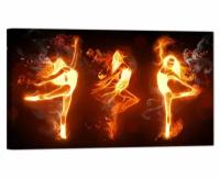 Большая картина на холсте для интерьера "Огненный танец / Огонь / Девушки" 60х100 см. Ф0025 Крепления в подарок